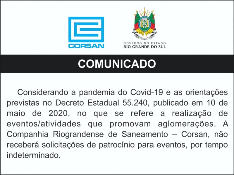 Comunicado Patrocínio 2020