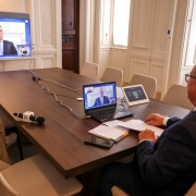 Governador acompanhou por videoconferência, a partir do Palácio Piratini - Foto: Gustavo Mansur / Palácio Piratini